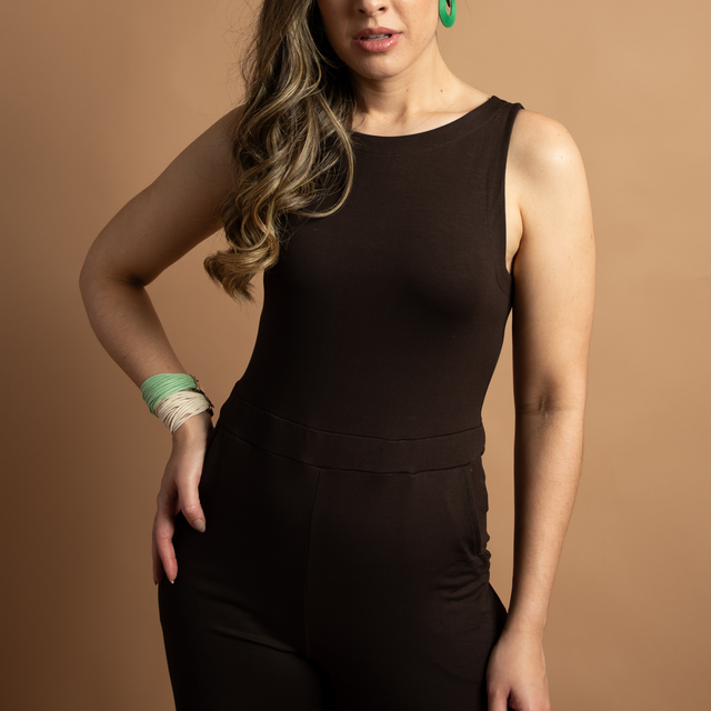 Angel - Sleeveless Fitted Jumpsuit with Pockets