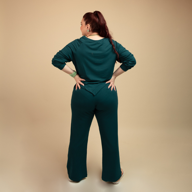 Fernanda - Long-sleeve top and Wide-leg pants (Two-piece set)