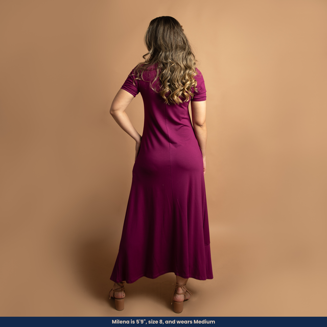 Gaby - Short Sleeve Maxi Dress with Side Pockets