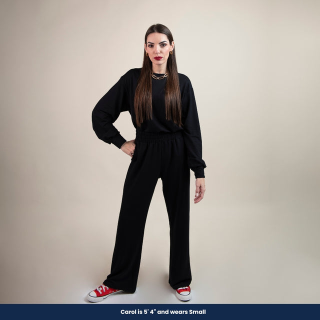 Jackeline - Long-sleeve top and Flared pants (Two-piece set)