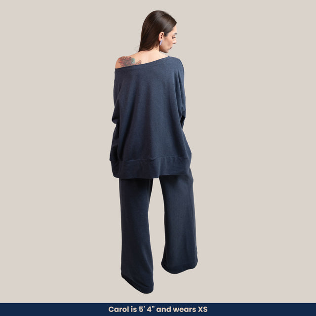 Maya - Soft Bamboo French Terry Oversized Top and Wide-Leg Pants Set (2-Piece Set)