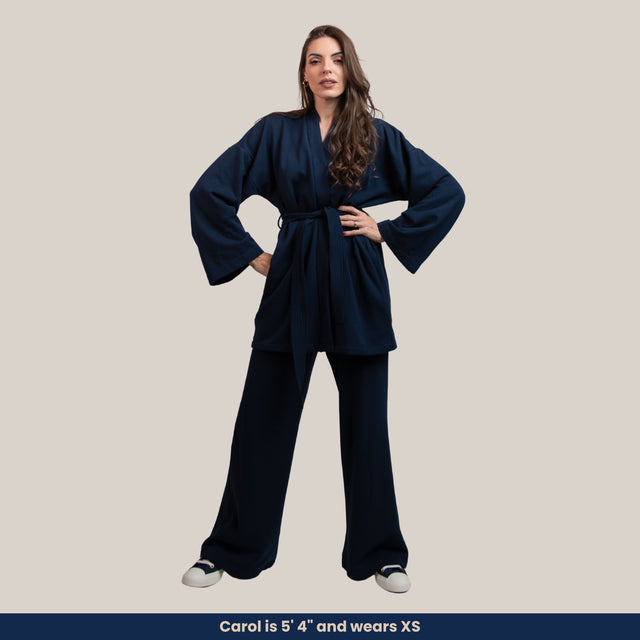 Olivia - Soft Fleece Kimono-Style Top and Wide-Leg Pants Set (2-Piece Set)