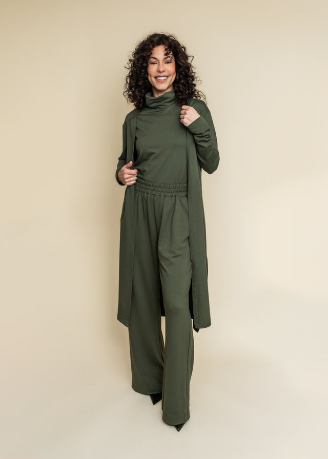 Valeria Three-piece set - Turtleneck, pants and open front coat set